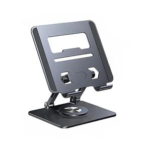 Soporte 360° plegable y giratorio para tablet de hasta 12", aluminio, gris