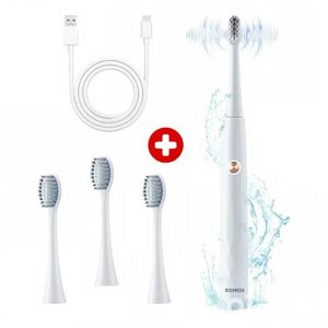 Cepillo eléctrico Bomidi T501, ultrasónico, recargable tipo C, 3 cabezales gratis, blanco