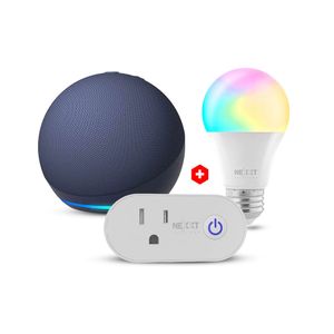 Combo Parlante inteligente Amazon Echo Dot 5ta generación azul + Foco inteligente Nexxt multicolor 9W + Enchufe inteligente Nexxt Nhp-S611m 1 toma