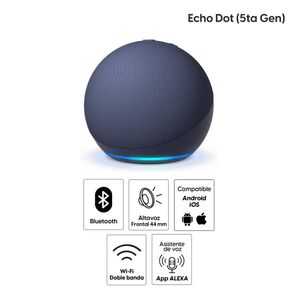 Combo Parlante inteligente Amazon Echo Dot 5ta generación azul + Foco inteligente Nexxt multicolor 9W + Enchufe inteligente Nexxt Nhp-S611m 1 toma