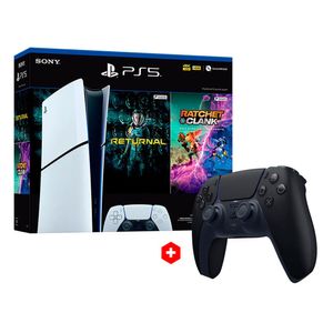 Consola PlayStation 5 HW Slim Edición Digital Bundle incluye 2 cupones de juegos Returnal/Ratchet and Clank + Dualsense negro