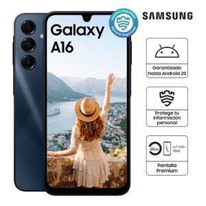 Celular Samsung Galaxy A16 4G 128GB, 4GB RAM, cámara principal 50MP + 5MP + 2MP, frontal 13MP, 6.7", negro