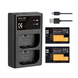 Kit de cargador + 2 baterías Canon LP-E6NH K&F Concept KF28.0013, negro