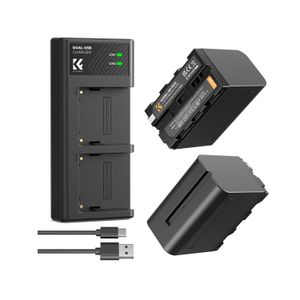 Kit de 2 baterías + cargador dual K&F Concept NP970, negro