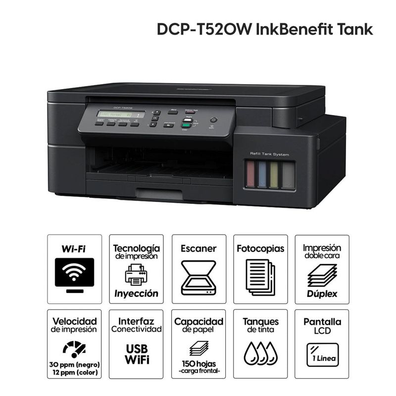 Impresora multifuncional Brother InkBenefit Tank(reempacado) especificaciones
