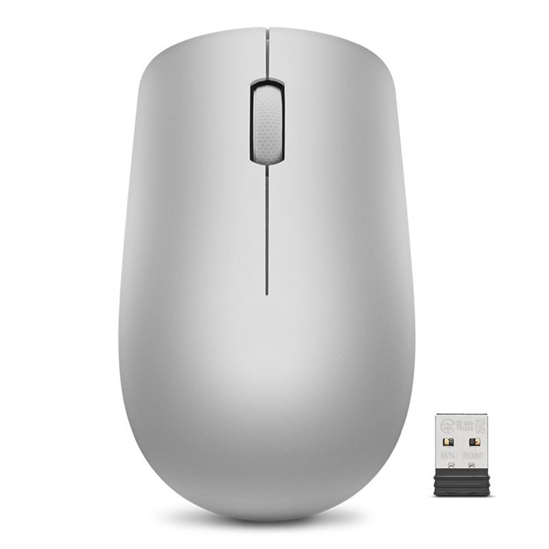 Mouse inalámbrico Lenovo 530 1200 DPI gris vista superior receptor USB 2.0 incluido