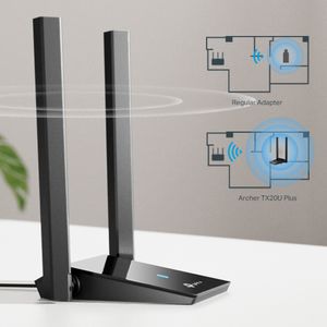 Adaptador de red TP-Link Archer TX20U Plus Wi-Fi 6 AX1800, doble banda 2.4/5 GHz, 2 antenas externas, conexión USB