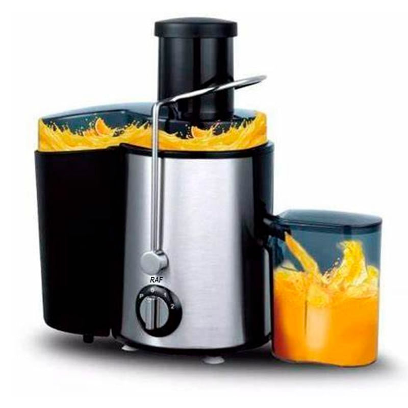 Extractora-de-jugos-RAF-R2852-1000W-cuchillas-inoxidables-tolva-ancha-600ml-acero-gris