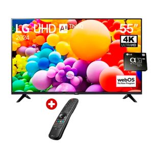 Combo: LG 55" Smart TV UHD 4K 55UT7300PSA con ThinQ AI, HDR10 Pro, webOS y Control Inteligente Magic Remote, negro