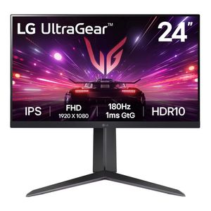 Monitor gamer 24” LG UltraGear 24GS65F-B plano, Panel IPS, FHD (1920x1080), 180Hz, 1ms, entradas HDMI/DisplayPort, G Sync, AMD FreeSync