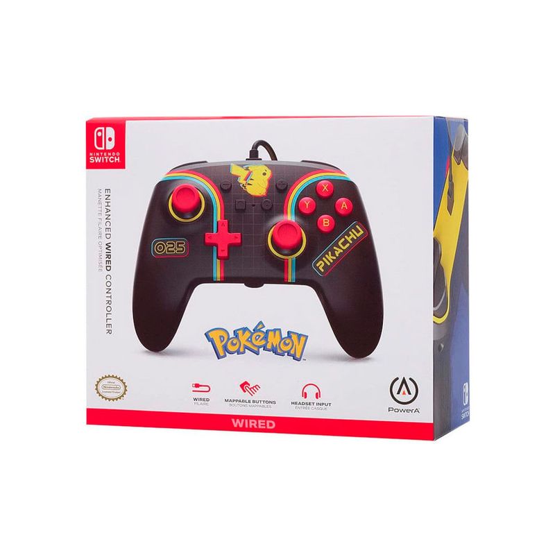 Mando PowerA Pikachu Arcade con cable Switch 3m