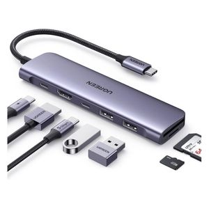 Adaptador multipuertos Ugreen 7 en 1 con USB-C, HDMI 4K, USB 3.0, SD y Micro SD