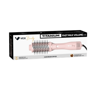 Cepillo secador ovalado Vex beauty 1200W, tecnología iónica, recubrimiento de cerámica, 2 velocidades, rosado