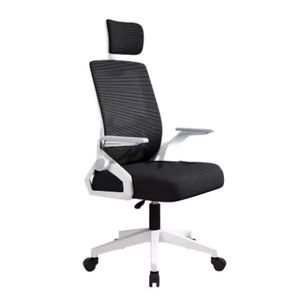 Silla ergonómica de oficina, cabecera y respaldo ajustables, soporte lumbar, brazos giratorios, base resistente