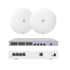 Combo: Huawei colegio academia con 2 AP362E Wi-Fi 6, switch S220-24T4X, router S380-L4P1T para conectividad educativa, blanco