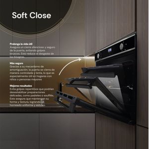 Horno empotrable S-Collection a Gas, 70L, turbo convección, 7 funciones, panel digital touch + perillas