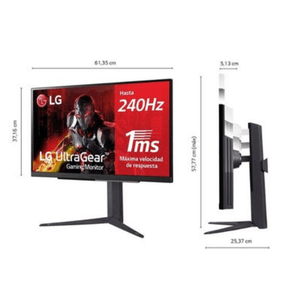 Monitor gamer plano LG 27” 27GR83, panel IPS, QHD 2K, 240Hz, 1ms, FreeSync Premium, NVIDIA G-Sync, negro