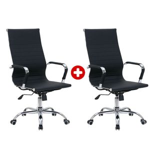 Combo: 2 Sillas ejecutivas Komsum Cannes, estructura metálica, mecanismo multifuncional, ruedas nylon, negro