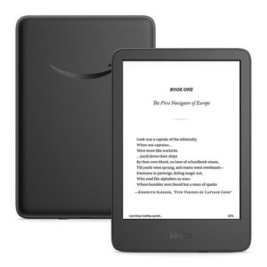 E-reader Amazon Kindle 6" 2024 16GB Negro, ligero y compacto, pantalla antirreflejos, luz frontal brillante, modo oscuro y lectura prolongada