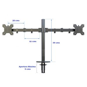 Soporte de escritorio Expo Rack MD1327 para 2 monitores 13"-32", 3 giros, compatible VESA, negro