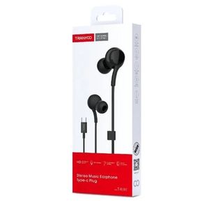 Audífonos in ear con micrófono, con conector tipo C, control de música y llamadas, negro