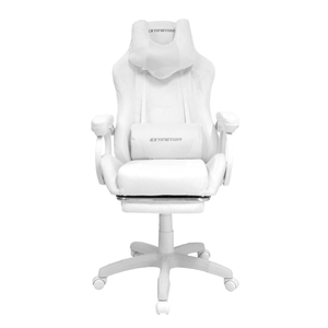 Silla gamer Extingtion Sapp, ergonómica, reclinable 135°, cojín lumbar y cervical, reposapiés, altura ajustable, blanco