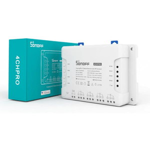 Interruptor inteligente Wi-Fi SONOFF 4CHPROR3, 4 canales con contacto seco, 10A por canal, control por voz Alexa y Google, blanco
