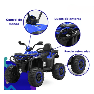 Cuatrimoto eléctrica para niños, recargable con luces y sonidos, diseño deportivo, conducción segura y cómoda, azul