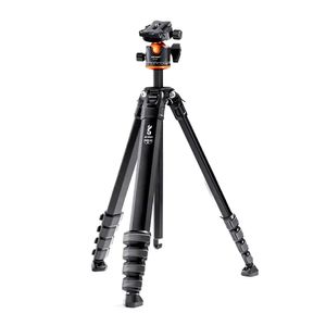 Trípode K&F Concept Series M1 KF09.105, aluminio, altura 177cm, rótula de bola 35mm, carga 15kg, plegable y estable para cámara, negro