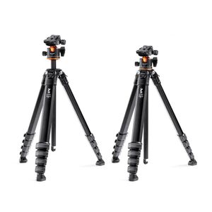 Trípode K&F Concept Series M1 KF09.105, aluminio, altura 177cm, rótula de bola 35mm, carga 15kg, plegable y estable para cámara, negro