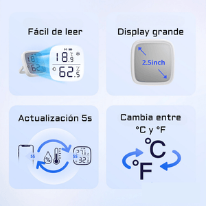 Sensor de temperatura SONOFF con pantalla, blanco - SNZB02D