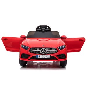 Carro eléctrico infantil Mercedes Benz CL350 12V con control remoto, luces, música y puertas abatibles, rojo