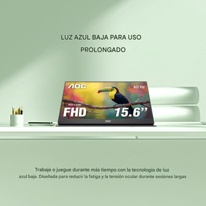 Monitor portátil plano 15.6" AOC 16T20 IPS, FHD(1920x1080), 16:9, 60 Hz, 5 ms