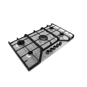 Encimera a gas S-Collection 86 cm, 5 quemadores italianos SABAF, parrillas hierro fundido, ignición automática, negro