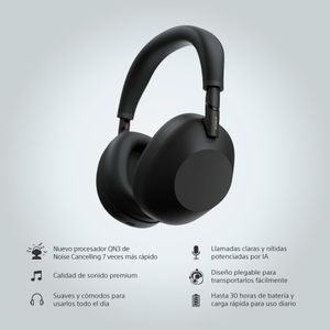 Audífonos con cancelación de ruido Sony WH-1000XM6 micrófono incorporado, máx. 30 horas, control de música y llamadas, negro