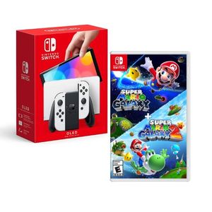 Nintendo Switch Modelo Oled Blanco + Super Mario Galaxy + Super Mario Galaxy 2