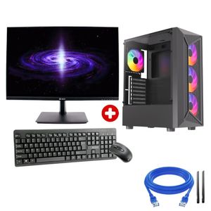 Computadora PC Intel Core i7-13600 13ª Gen, 16GB RAM DDR4, SSD 512GB, HDD externo 1TB, monitor LED 24" FHD, Wi-Fi dual, cable de red 20m, negro