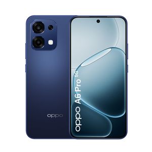 Celular OPPO A6 Pro 5G 256GB, 8+8GB RAM, batería 6500mAh, cámara principal 50MP, frontal 16MP, 6.57", sensor Sony IMX480, AMOLED 120Hz, azul estelar
