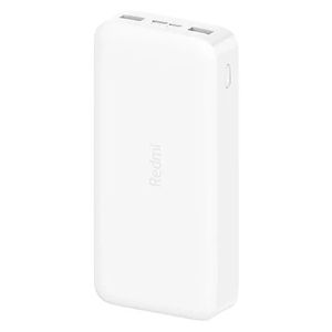 Batería externa Xiaomi Mi Redmi 20000 mAh, carga rápida 18W, doble puerto USB, entradas Micro-USB y USB-C, blanco