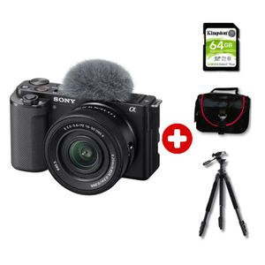 Cámara Sony ZV-E10 Mirrorless 24.2MP + lente 16-50mm II + Kit Deluxe con trípode y estuche profesional