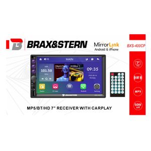 Autoradio Brax&Stern con Carplay Mirrorlink BT USB 7 + Cámara BXS-400, negro