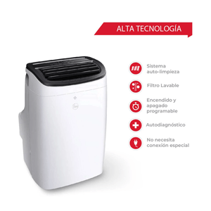 Aire acondicionado portátil Rheem 9000 BTU frío solo, autolimpieza, temporizador, control remoto, blanco