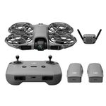 Drone DJI Neo 2 Fly More Combo gris con cámara de 12MP, grabación 4K y kit avanzado que incluye control remoto, dos baterías inteligentes y repuestos vista frontal fondo blanco