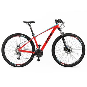 Bicicleta Atom Burner Aro 29", talla 18', asiento regulable, aluminio, rojo y turquesa