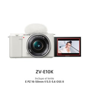 Cámara digital Alpha para Vlogs APS-C ZV-E10K ZV-E10K/WQ E38, con lente 16-50mm, micrófono incorporado, blanco