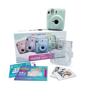 Combo: Cámara Fujifilm Instax Mini 12 lente 60mm, menta verde + pack 10 + ll cupón