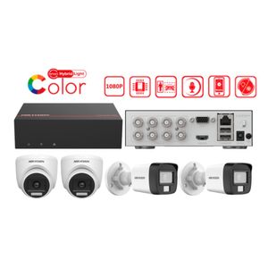 Kit cámara de seguridad Hikvision 4 cámaras, 1080p, visión nocturna + DVR 512GB
