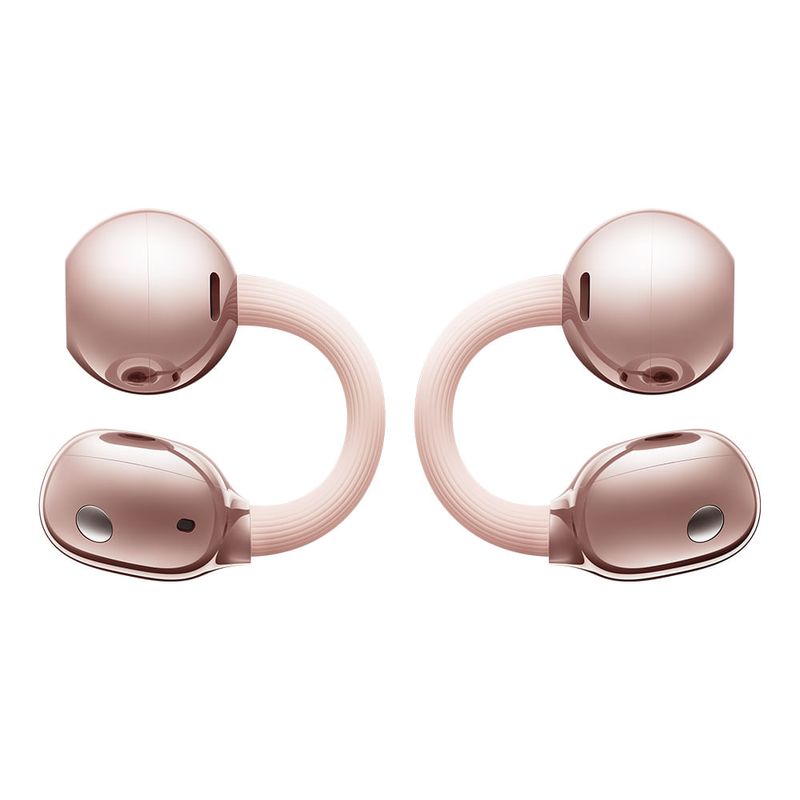 Audífonos bluetooth True Wireless Huawei FreeClip 2 cancelación de ruido oro rosa vista frontal detalle diseño open-ear tipo clip