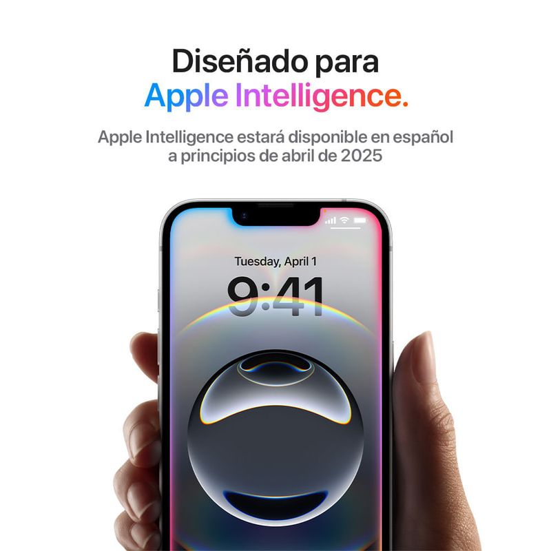 Celular Apple iPhone 16e negro imagen promocional funciones iOS en pantalla