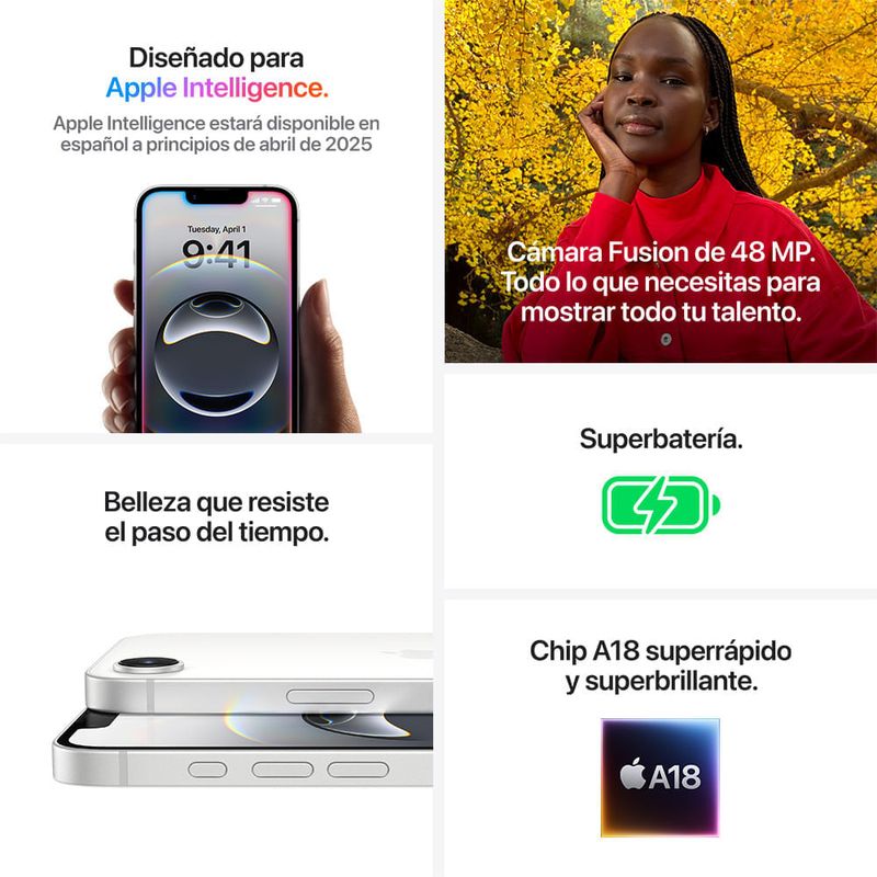 Celular Apple iPhone 16e negro imagen informativa rendimiento y batería